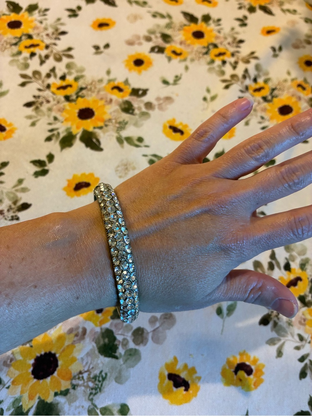 Gold Crystal Pavé Stretch Bracelet - Women Jewelry